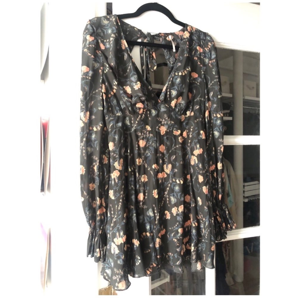 Free People Boho Mini Dress with Bell Sleeves